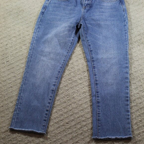 Vintage Forever 21 High Waist "Moved Pocket" Raw Hem Cropped Blue Jeans - Picture 6 of 6